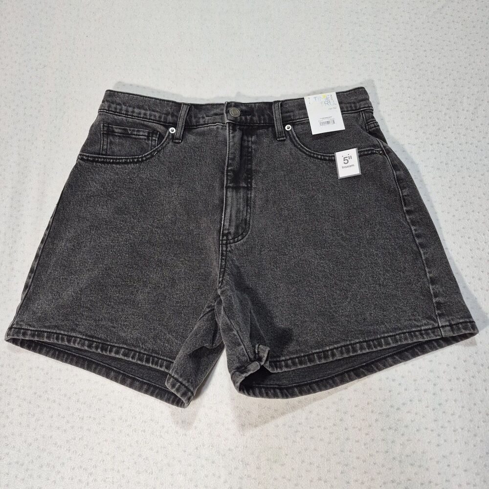 NWT Time And Tru Womens Size 12 Black Midi Strech Shorts 5 Inch Inseam
